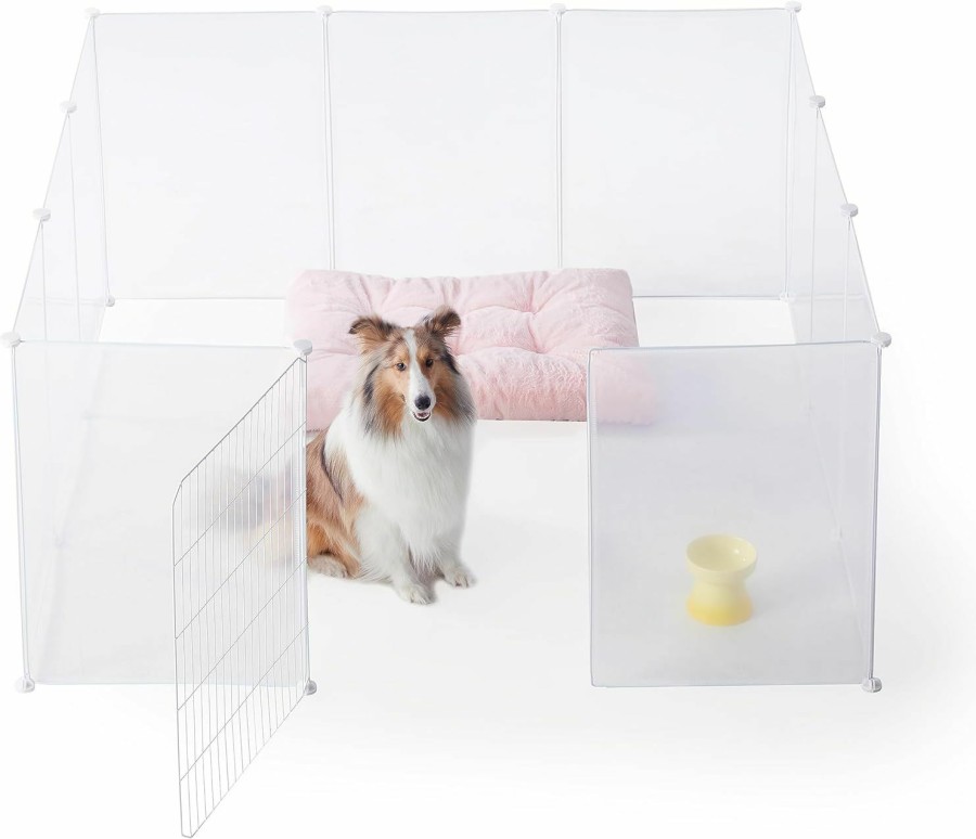 Small Animal Allisandro | Allisandro Clear Small Pet Playpen, Transparent Pet Pen For Home, Foldable Divider Fence For Guinea Pigs, Bunny, Rabbit, Turtle, Hamster, Ferret, Rat, 12 Panels, 27.5\" H (With Door)