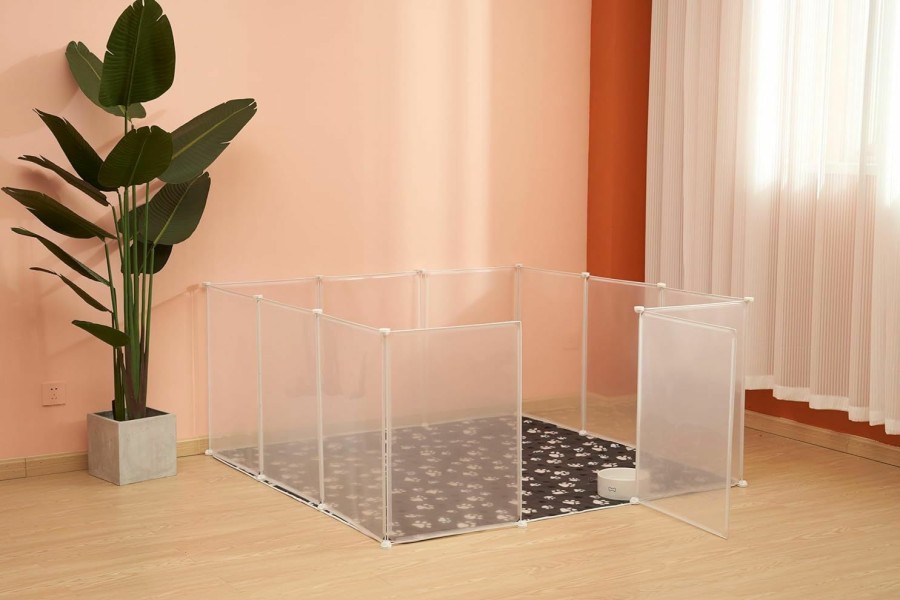 Small Animal Allisandro | Allisandro Clear Small Pet Playpen, Transparent Pet Pen For Home, Foldable Divider Fence For Guinea Pigs, Bunny, Rabbit, Turtle, Hamster, Ferret, Rat, 12 Panels, 27.5\" H (With Door)