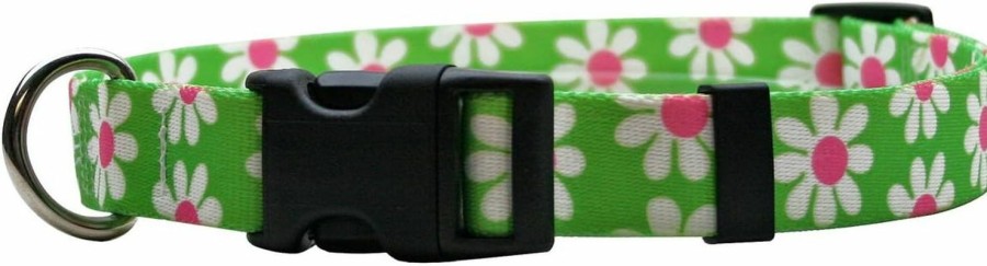 Small Animal Yellow Dog Design | Yellow Dog Design Green Daisy Dog Collar 3/8\" Wide And Fits Neck 4 To 9\"