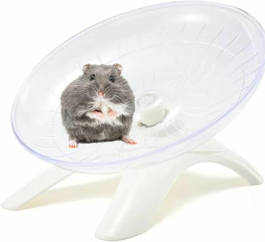 Small Animal Qielie | Qielie Hamster Flying Saucer Silent Running Wheel Quiet Hamster Exercise Wheel For Hamsters, Gerbils, Mice, Hedgehog And Other Small Pets . (White)