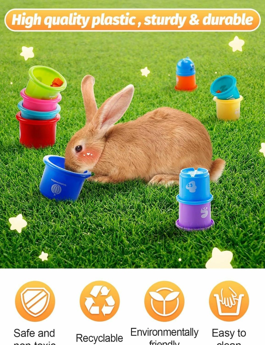 Small Animal MEWTOGO | Mewtogo 8 Pcs Stacking Cups For Rabbits - Multi-Colored Reusable Bunny Toys Of Different Sizes, Safe Plastic Nesting Toys For Small Animals Rabbits Bunny Hiding Food And Playing