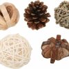 Small Animal BORDSTRACT | Bordstract Small Animal Activity Play Chew Toys, Natural Wooden Pine Cone Rattan Ball Twine Ball Bell Ball Teeth Care Molar Toy For Parrot Hamster Rabbits Guinea Pig Chinchilla