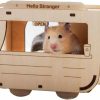 Small Animal Dxcaicc | Dxcaicc Hamster Basswood House For Small Animal,Creativity Handcrafted Diy Hamster Wooden Hideout For Dwarf Gerbil Mouse Mice Rat Small Animal Habitat Decor,Coffee Cart Shape