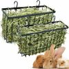 Small Animal RAYFARMO | 2Pcs Rabbit Hay Feeder,Bunny Hay Feeder Rack With Metal Frame For Guinea Pig Chinchilla,Large Heavy-Duty Hay Holder Feeders For Rabbits Guinea Pigs, Small Animal Cage Accessories