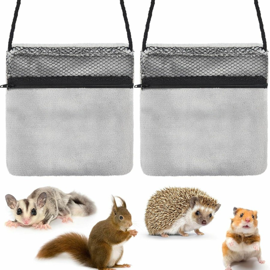 Small Animal Sweetude | Sweetude 2 Pcs Sugar Glider Bonding Pouch Small Animal Outgoing Sleeping Bag Breathable Small Animal Carry Pouch With Shoulder Strap For Marmosets Squirrels Hamsters And Other Small Pets (Gray)