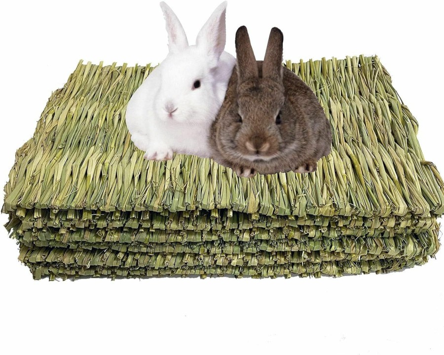 Small Animal kathson | Kathson 6 Pcs Rabbit Large Grass Mat Natural Grass Woven Mat Rabbits Chew Toys Grass Bedding Nest For Small Animal Bunny Rabbit Guinea Pigs Hamster Chinchillas Puppy Biddy Sleeping Chewing