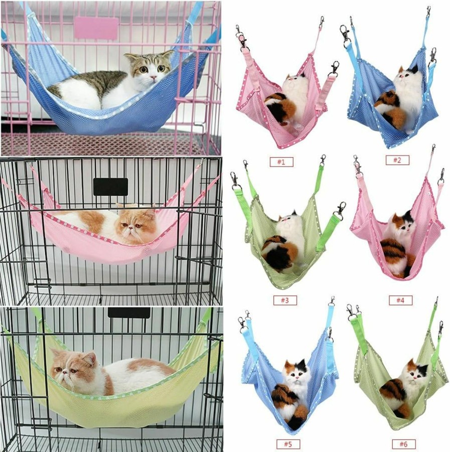 Small Animal Yosoo | Yosoo Cat Cage Hammock, Comfortable Pet Hanging Bed Breathable Mesh, For Cute Small Pet Cat Dog Animals Sleep Pad (S, Blue)