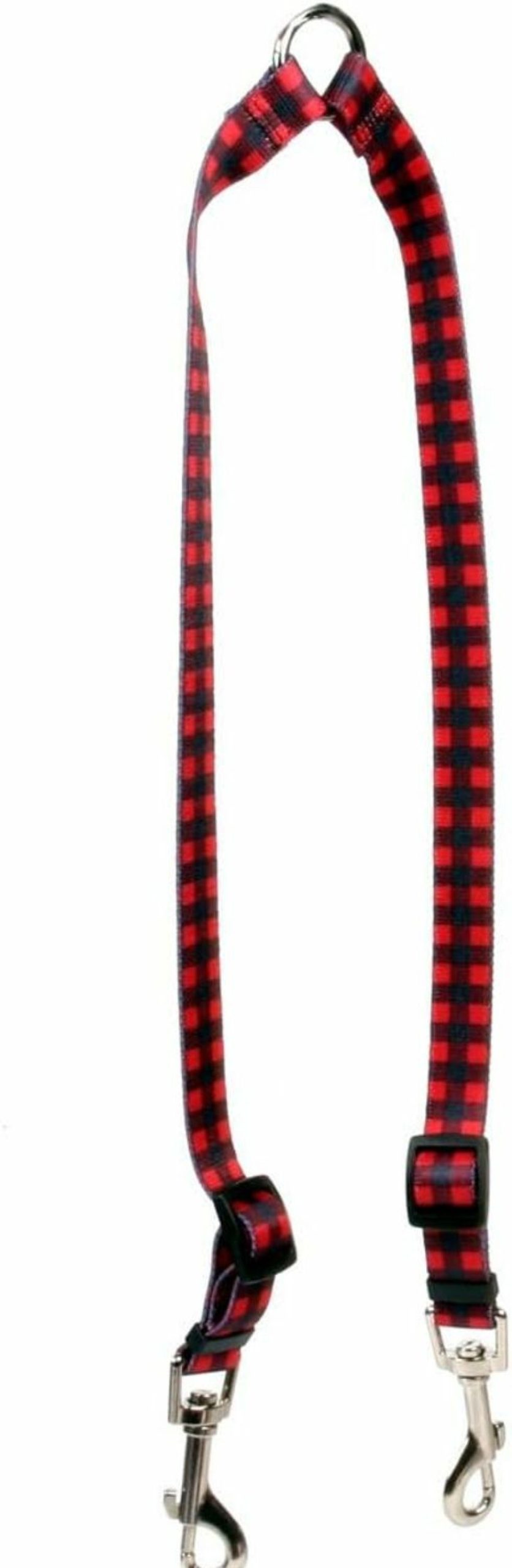 Small Animal Yellow Dog Design | Yellow Dog Design Buffalo Plaid Red Coupler Dog Leash 3/4\" Wide And 12 To 20\" Long, Medium