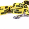 Small Animal Yellow Dog Design | Yellow Dog Design Caution Hearing Impaired Dog Leash With Standard Loop Handle, 1\" Wide