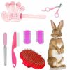 Small Animal WOOPSOO | 7 Pieces Rabbit Grooming Kit With Rabbit Grooming Brush, Small Pet Nail Clippers And Pet Hair Remover, Pet Shampoo Bath Brush With Adjustable Ring Hand Strap For Small Rabbit, Hamster, Bunny