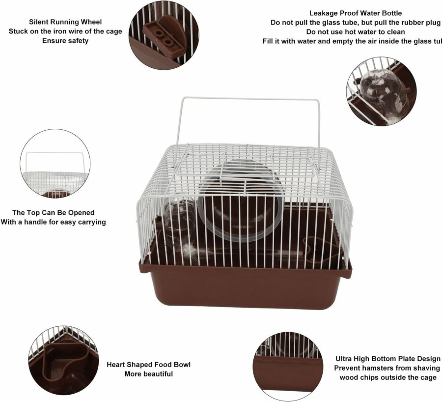 Small Animal HEEPDD | Heepdd Hamster House Toy, Hamster Cage Breathable Portable Small Animal House With Water Bottle Bowl Running Wheel For Guinea Pigs Rabbits