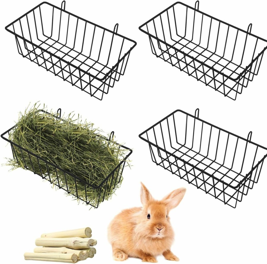 Small Animal BNOSDM | Bnosdm Rabbit Hay Feeder For Cage 4 Pack Metal Rabbit Hay Rack Less Waste And Mess Hanging Guinea Pig Hay Holder Manger For Bunnies Chinchillas Ferrets Small Animals