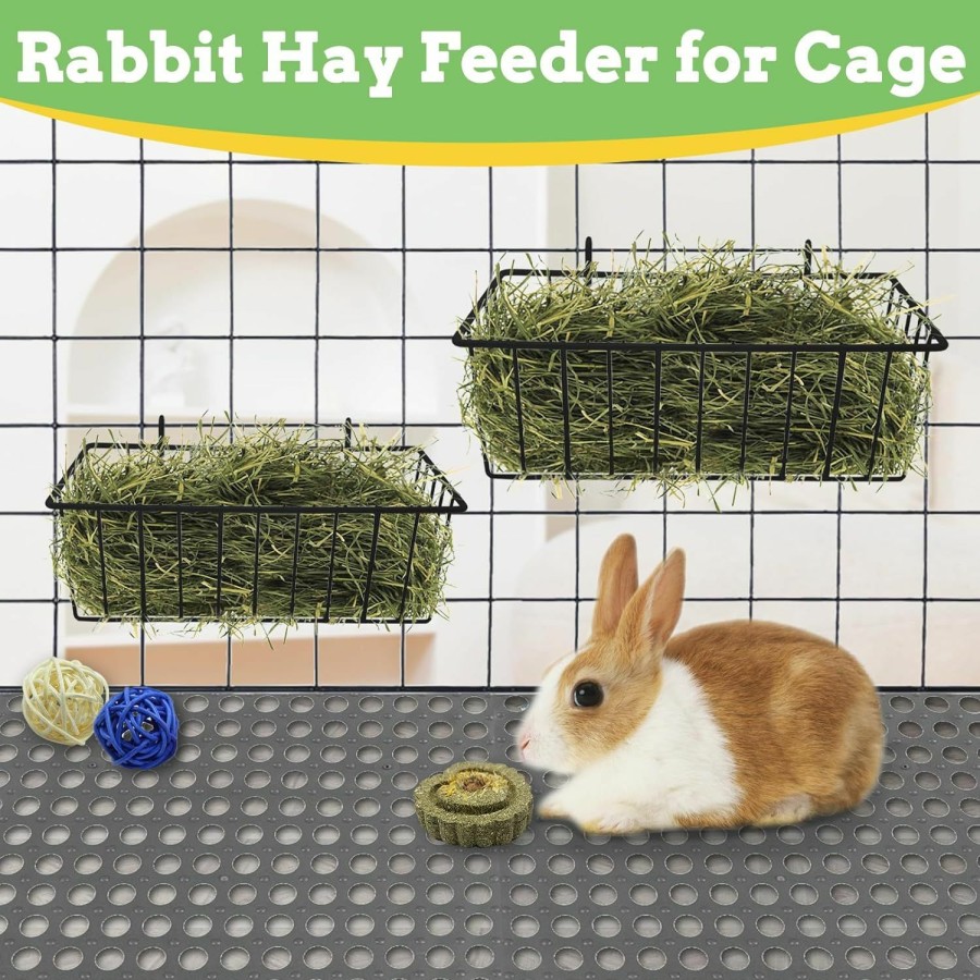 Small Animal BNOSDM | Bnosdm Rabbit Hay Feeder For Cage 4 Pack Metal Rabbit Hay Rack Less Waste And Mess Hanging Guinea Pig Hay Holder Manger For Bunnies Chinchillas Ferrets Small Animals