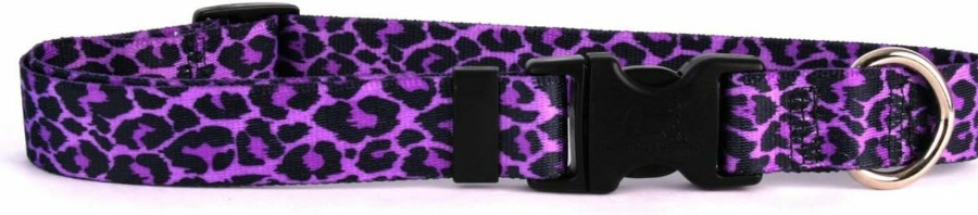 Small Animal Yellow Dog Design | Yellow Dog Design Leopard Purple Dog Collar 1\" Wide And Fits Neck 18 To 28\", Large