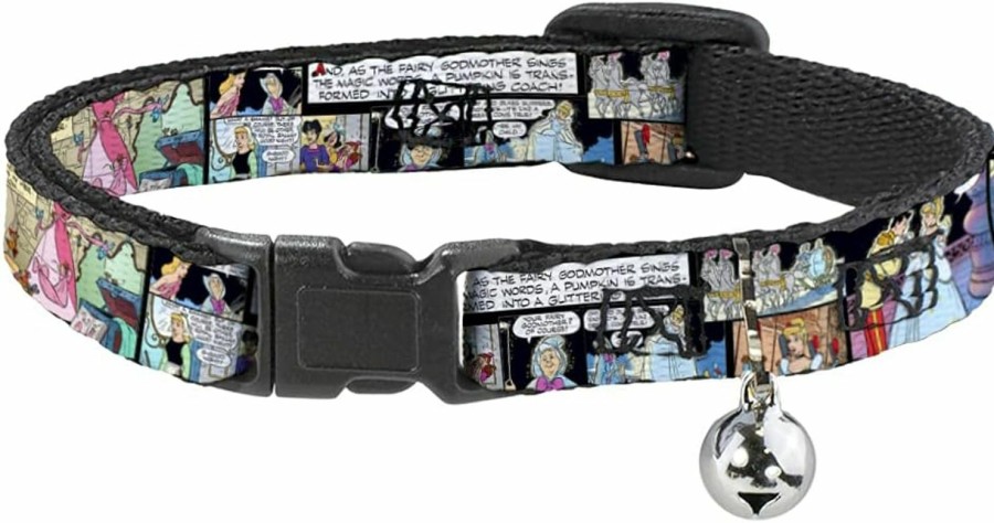 Small Animal Buckle-Down | Buckle-Down Breakaway Cat Collar - Cinderella Movie Panels & Quotes - 1/2\" Wide - Fits 6-9\" Neck - Small