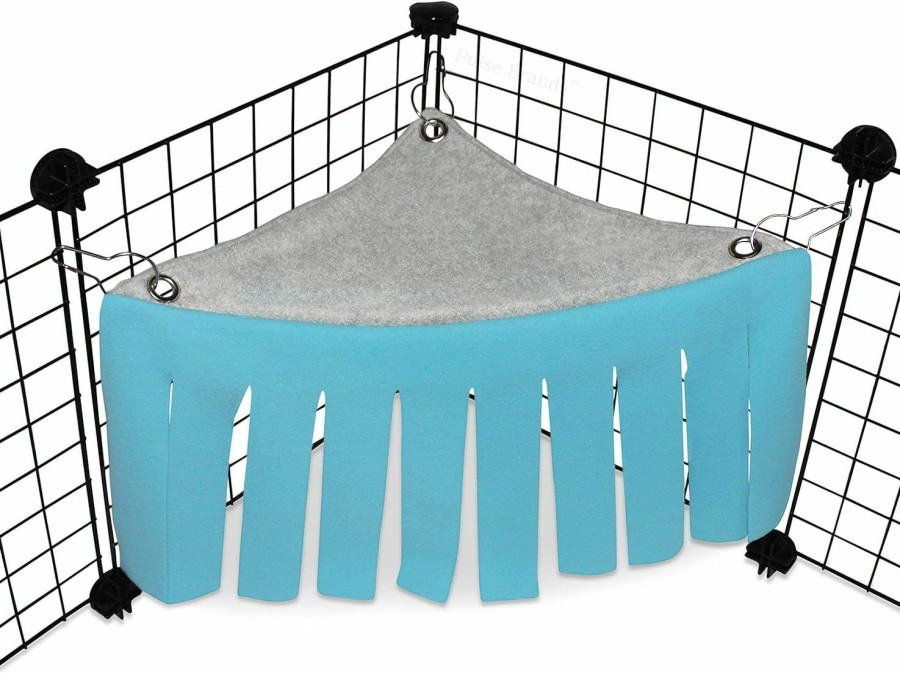 Small Animal Pulse Brands | Corner Fleece Forest Hideout For Guinea Pigs, Ferrets, Chinchillas, Hedgehogs, Dwarf Rabbits And Other Small Pets - Accessories And Toys (Blue/Gray)