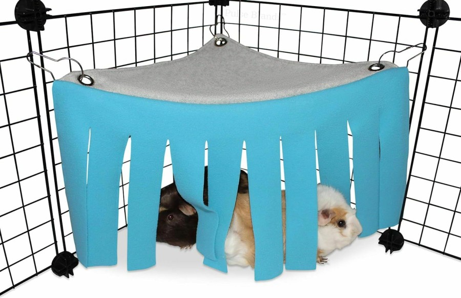 Small Animal Pulse Brands | Corner Fleece Forest Hideout For Guinea Pigs, Ferrets, Chinchillas, Hedgehogs, Dwarf Rabbits And Other Small Pets - Accessories And Toys (Blue/Gray)