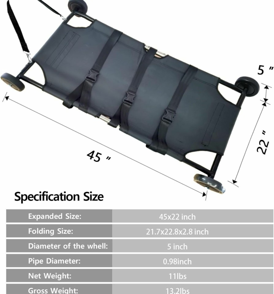 Small Animal TUNTROL | Tuntrol Dog Stretcher For Large Dogs With 4 Wheels, 45X22 Inch Pet Transport Trolley Animal Gurney Carrier