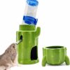 Small Animal Hamiledyi | Hamiledyi Hamster Water Bottle With Holder,Cactus Ceramic Water Dispenser Stand With Food Feeder Bowl For Hamsters Small Animals