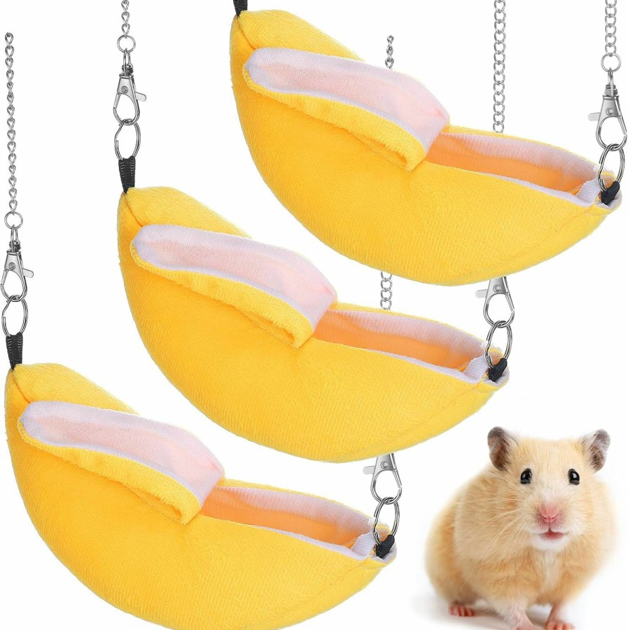 Small Animal Kajaia | 3 Pack Banana Hamster Bed Accessories Hammock Small Animal Warm Bed House Cage Nest, Hamster Ferret Rat Accessories For Sugar Glider Hamster Small Bird Pet (Banana)