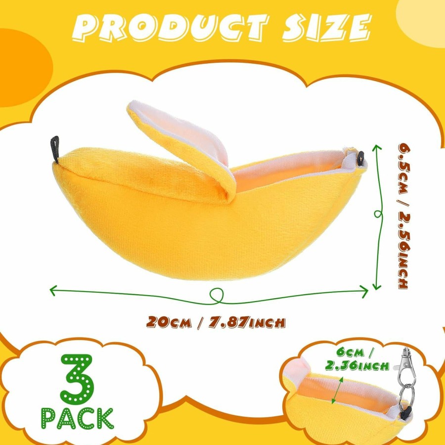 Small Animal Kajaia | 3 Pack Banana Hamster Bed Accessories Hammock Small Animal Warm Bed House Cage Nest, Hamster Ferret Rat Accessories For Sugar Glider Hamster Small Bird Pet (Banana)