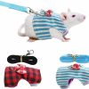 Small Animal Tnfeeon | Pet Rabbit Traction Rope, Pet Small Animal Bunny Hamsters Harness Chest Strap Red Grid Blue Stripes 2 Pieces(Xs)