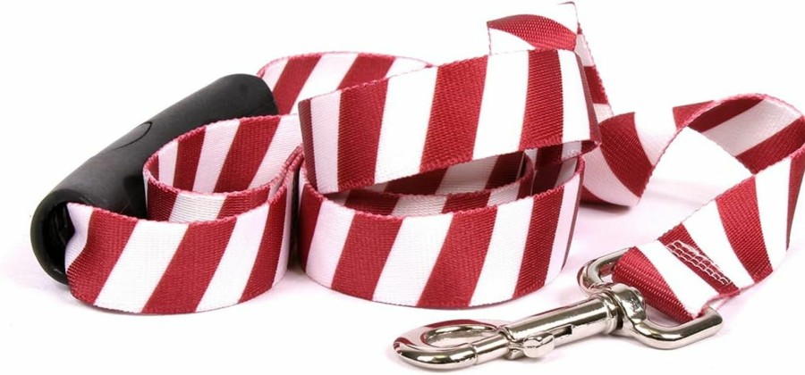 Small Animal Yellow Dog Design | Yellow Dog Design Team Spirit Crimson And White Ez-Grip Dog Leash-With Comfort Handle-Large-1\" And 5' (60\")