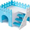 Small Animal Cutomo | Cutomo Bunk Guinea Pig Castle, Hideout For Small Pet Animal House With Stairs Round Edges Detachable Habitat For Hamster Guinea Pig Chinchilla Hedgehog Playing Sleeping Hiding (Blue)