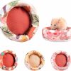 Small Animal HPAWHOMEPART | Hpawhomepart Hamster Bed,Soft And Warm Sleeping Bed With Cute Printed And Padded,Small Animal Pet Bed Cage Accessories For Hedgehog,Guinea Pig,Syrian Hamster Small Animals(L)