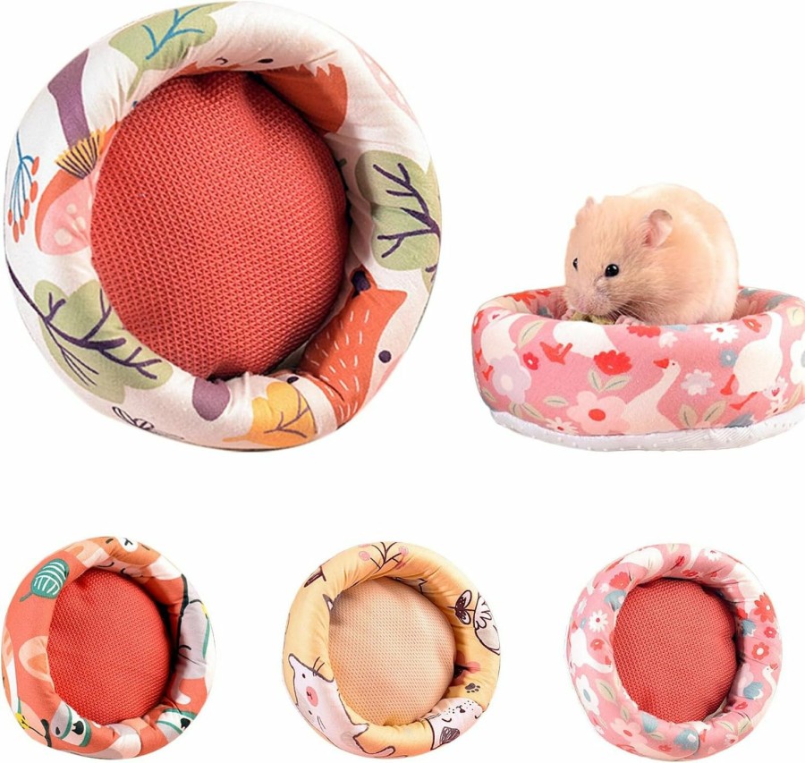 Small Animal HPAWHOMEPART | Hpawhomepart Hamster Bed,Soft And Warm Sleeping Bed With Cute Printed And Padded,Small Animal Pet Bed Cage Accessories For Hedgehog,Guinea Pig,Syrian Hamster Small Animals(L)