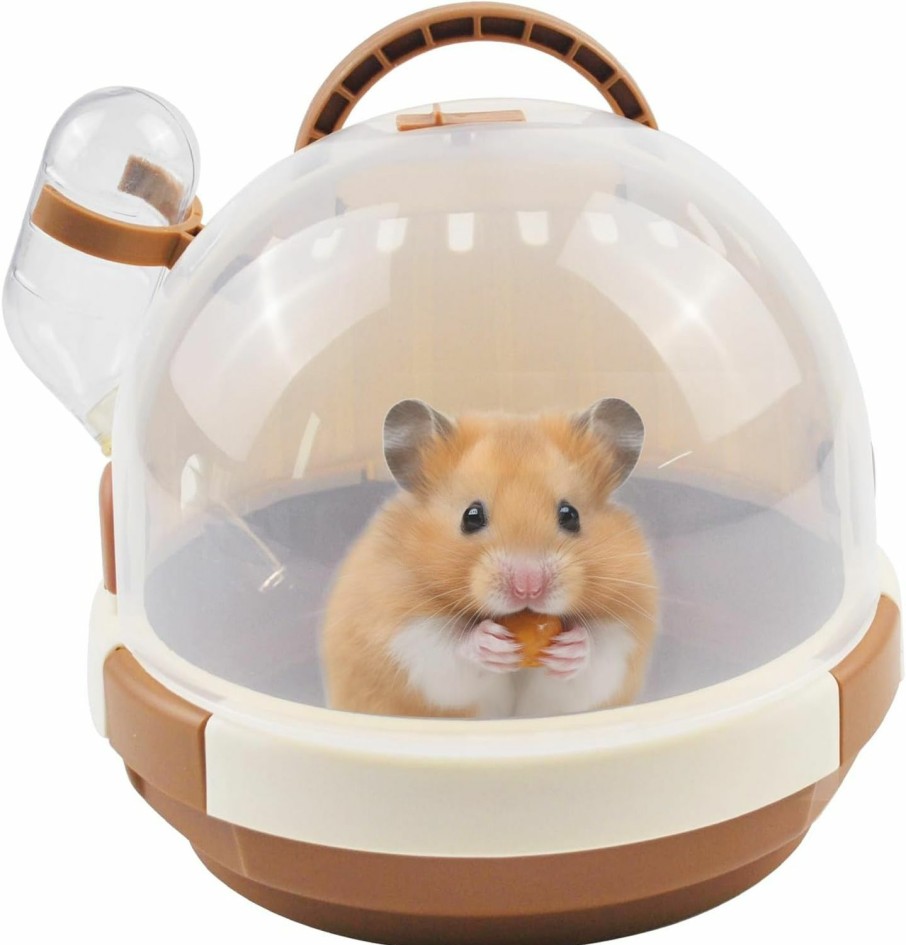 Small Animal MUYG | Muyg Hamster Carrier Cage Portable Cages Small Animals Carry Travel Case With Water Bottle Plastic Breathable Guinea Pig Outgoing Cage For Dwarf Hamster Ferret Chinchillas Hedgehog (Pink)