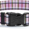 Small Animal Yellow Dog Design | Yellow Dog Design Tartan Pink Dog Collar-Size X-Small-3/8 Inch Wide And Fits Neck Sizes 8 To 12 Inches