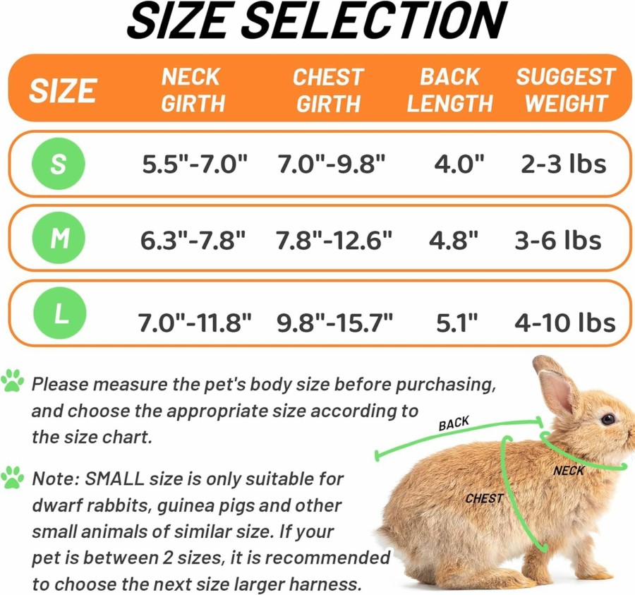 Small Animal ALUZAEMO | Rabbit Harness And Leash For Walking Escape Proof - Cute Carrot Pattern Mesh Breathable Bunny Vest Harness Outdoor Camping Hiking Training - Also Suit For Ferret Kitten Puppy Small Animals