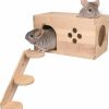 Small Animal YKD | Ykd Pet Chinchilla House With Platform - Small Animal Hideout For Chinchilla Squirrel Or Sugar Gliders - Ventilated Wooden Chinchilla Hut Hideout With Multiple Doors - Made Natural Wood