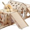 Small Animal VSPET | Vspet Rabbit Hideout, Rabbit Castle, Large Wooden Bunny Hideout With Ramp, Bridge, Tunnel, Playhouse And Food Feeder For Small Animal Houses & Habitats (Castle 1)