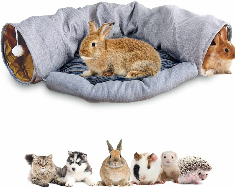 Small Animal ALI2 | Ali2 Rabbit Tunnel Bed 2-In-1 Bunny Play Tunnel Tubes For Rabbit Guinea Pig Tunnel Hideout With Removable Mat For Bunny Guinea Pig Kitten Puppy Ferret Hedgehog