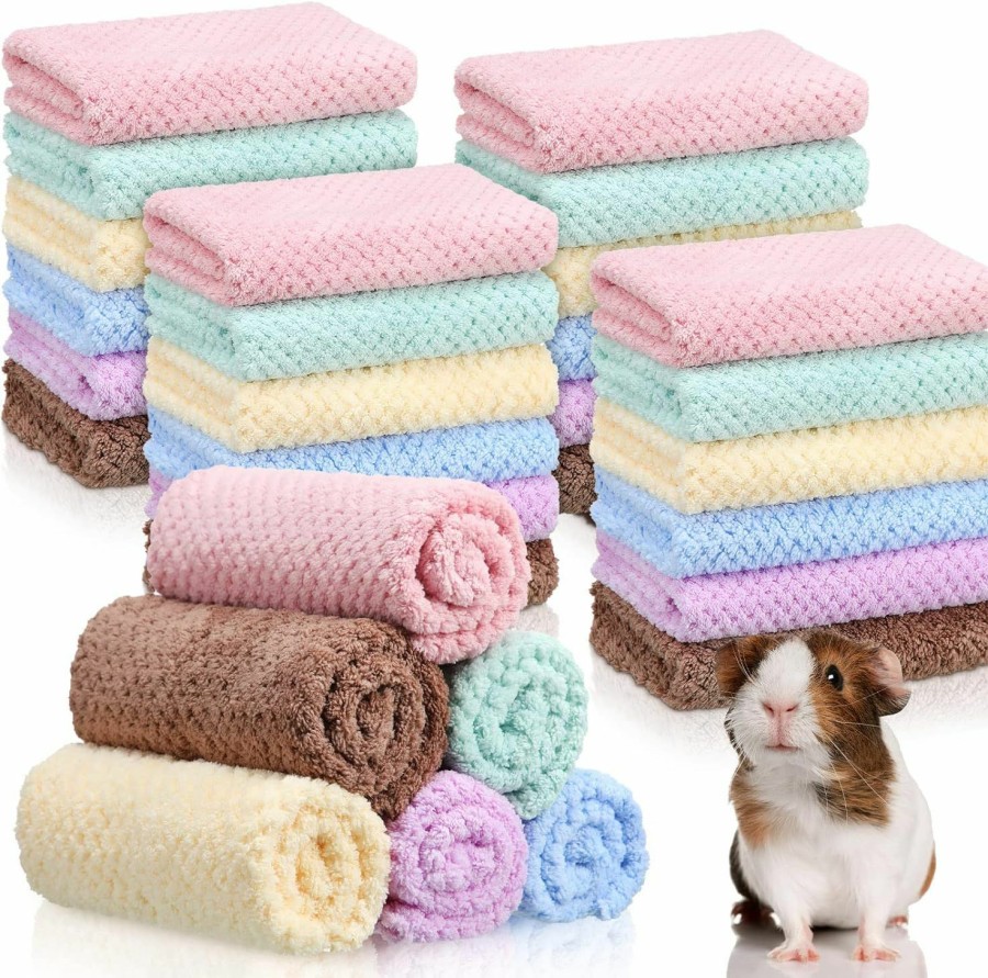 Small Animal Batiyeer | 36 Pcs Guinea Pig Blankets Soft Fleece Cage Liners Guinea Pig Accessories Washable Bedding Sleeping Mats Absorbent Bath Towels For Small Animals Pets Rabbit Hamster Rat Dog Hedgehog, 11.8 X 11.8 Inch