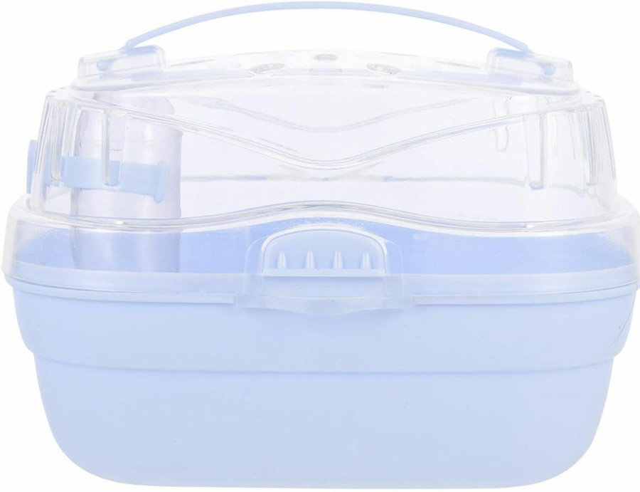 Small Animal iplusmile | Baluue Hamster Travel Portable Carrier Cage, Clear Tub Hamster Cage, Hamster Cage Travel Carrier Clear Carrying Box With Handle For Rat Gerbils Rabbit Guinea Pig, Blue Travel Container