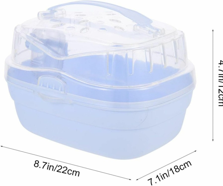 Small Animal iplusmile | Baluue Hamster Travel Portable Carrier Cage, Clear Tub Hamster Cage, Hamster Cage Travel Carrier Clear Carrying Box With Handle For Rat Gerbils Rabbit Guinea Pig, Blue Travel Container