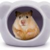 Small Animal LuckyOpt | Luckyopt Ceramic Hamster House, Cute Animal Shaped Hamster Cave, Summer Cool Small Animal Hideout Habitat Decor For Dwarf Hamsters, Gerbils, Chinchilla (Green)