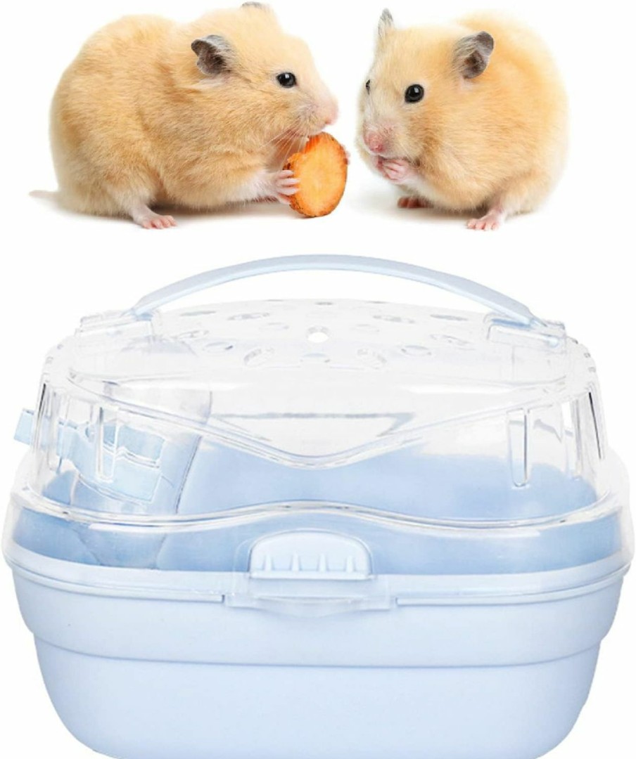 Small Animal Zerodis | Zerodis Portable Hamster Cage, Small Animal Carrier Rat Carry Cage Hamster Carry Case Cage Portable Carrier Hamster Carry Case Cage For Hamster Small Animals (Cream Blue)