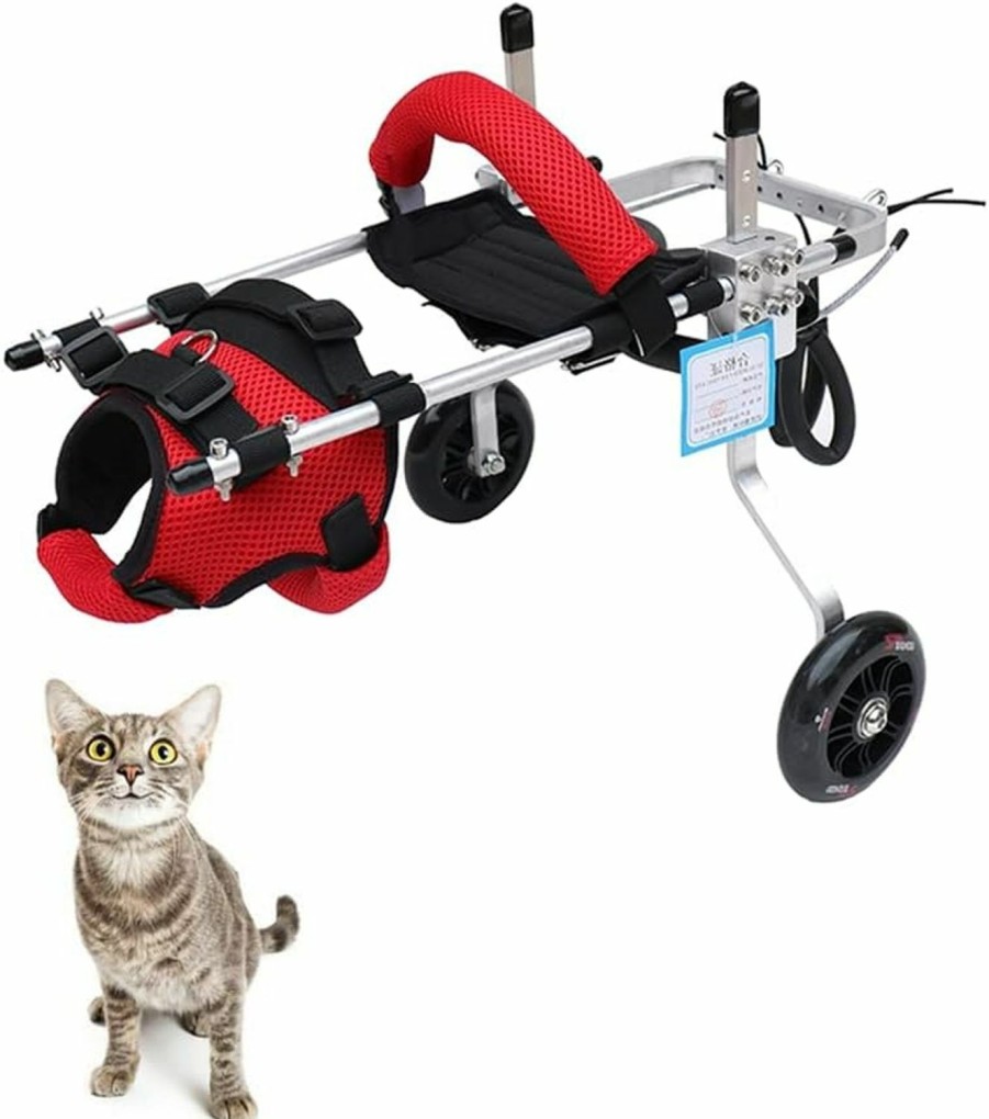 Small Animal Generic | Cat Wheelchair Adjustable 2 Wheels Pet Wheelchair Lightweight Cat Barrier Wheels For Rehabilitation Aid For The Back Legs Of Aging, Disabled, Injured, Arthritis, Weak Cats/Pets (M)