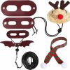 Small Animal Ipetboom | Ipetboom Bearded Dragon Christmas Costume, 1 Set Lizard Walking Harnesses Bearded Dragon Elk Hat And Scarf Set