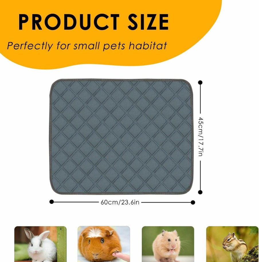 Small Animal Mooydee | Mooydee 4 Pack Guinea Pig Cage Liners Washable Guinea Pig Bedding Reusable Waterproof Super Absorbent Guinea Pig Pee Pads Anti Slip Mat For Small Animals Rabbit Hamster Rat - 24\" X 18\"