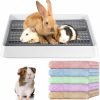 Small Animal Zhehao | Zhehao Rabbit Litter Box Large Bunny Litter Box With 10 Pcs Blankets Guinea Pig Training Pan Cage Toilet Tray Small Animal Corner Potty Trainer Box Microfiber Coral Fleece Liner For Rat Ferret Hamster