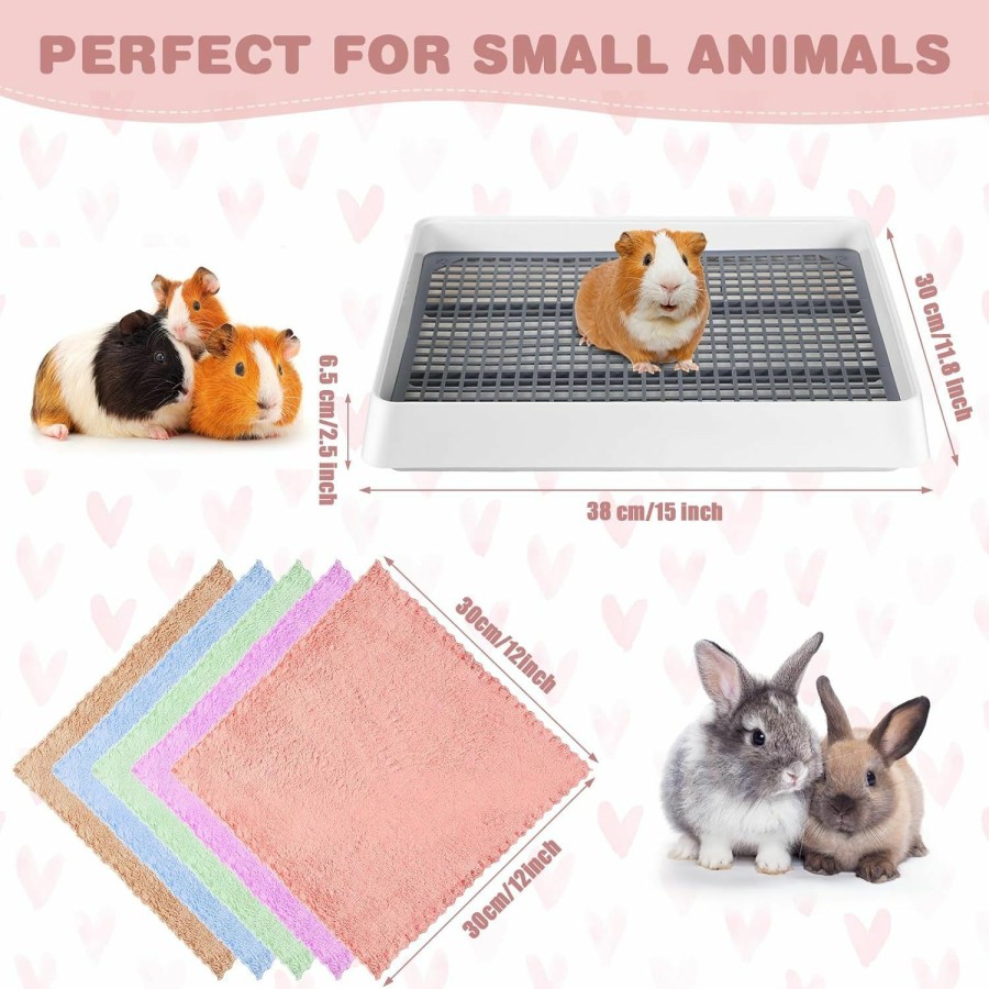 Small Animal Zhehao | Zhehao Rabbit Litter Box Large Bunny Litter Box With 10 Pcs Blankets Guinea Pig Training Pan Cage Toilet Tray Small Animal Corner Potty Trainer Box Microfiber Coral Fleece Liner For Rat Ferret Hamster