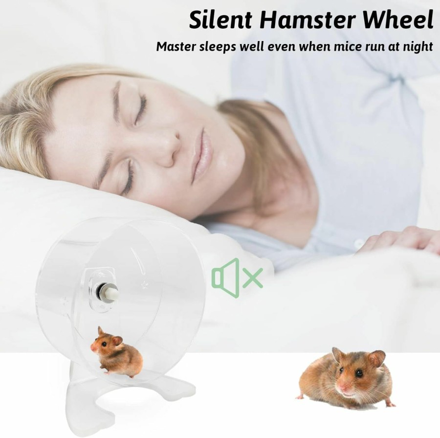 Small Animal BNOSDM | Bnosdm Hamster Wheel Silent Gerbil Exercise Wheel With Stand Quiet Small Animals Spinner Acrylic Transparent Dwarf Hamster Running Toys For Chipmunk Mouse (6.7\")