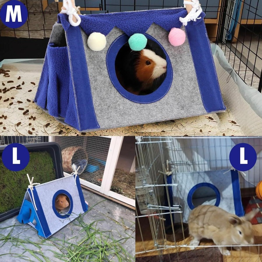 Small Animal VERTUPET | Vertupet Guinea Pig Hideaway Nest Tent House Rabbit Triangular Hideout Shelter Small Animal Bed, Cage Accessories For Chinchillas Hamster Ferrets Hedgehogs Bunny