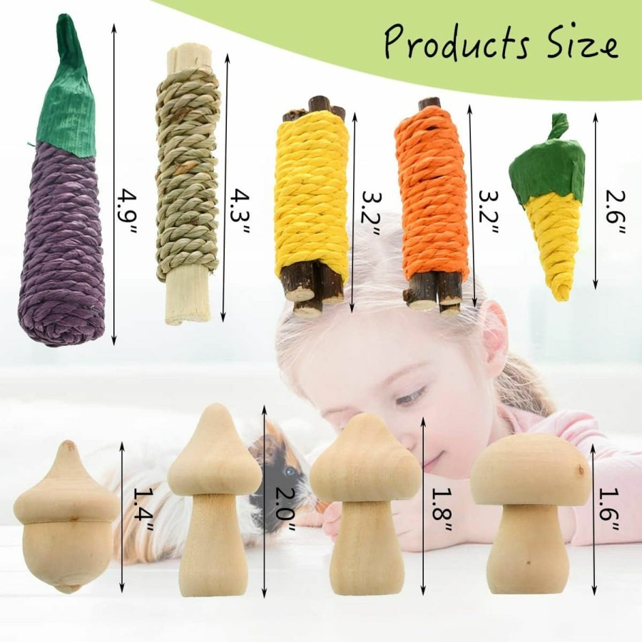 Small Animal Vehomy | Vehomy Guinea Pig Grass Tunnel Toy Hamster Natural Hideaway Tunnel Tubes And 9Pcs Small Pet Chewing Toys Small Animal Grass House With 5 Entrances For Guinea Pig Syrian Hamster Chinchillas Gerbils