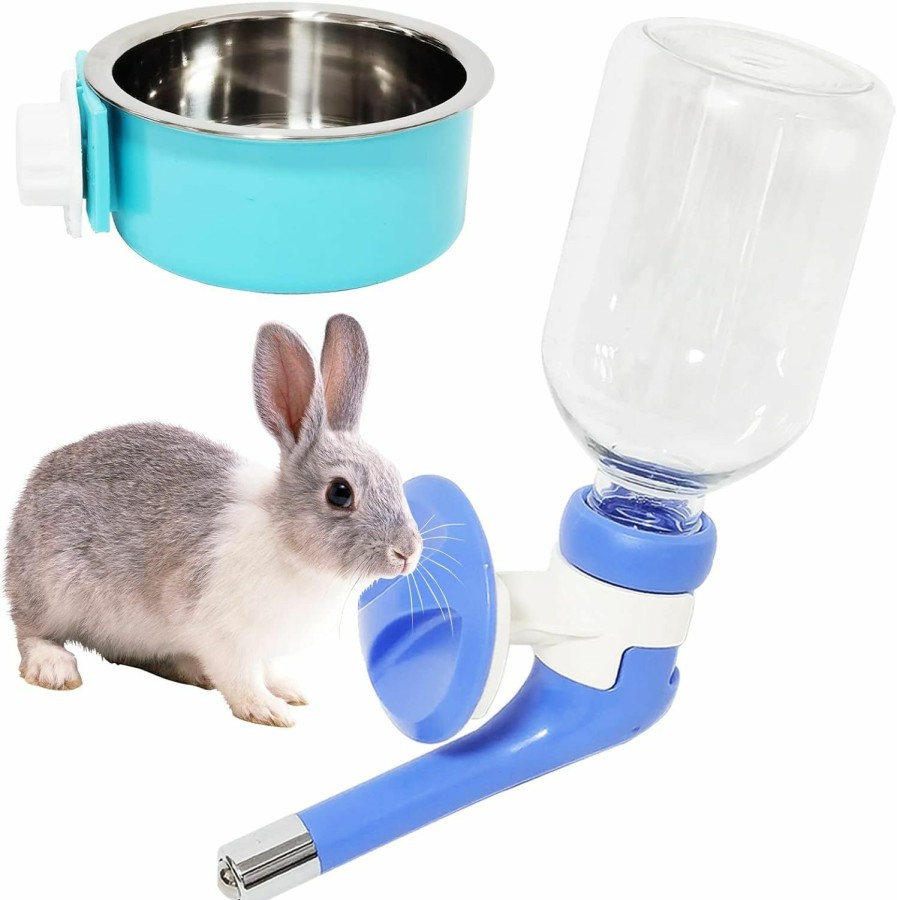 Small Animal PINVNBY | Pinvnby Rabbit Dog Water Bottle No Drip Hanging Chinchilla Water Dispenser Plastic Leak-Proof Bunny Waterer Suspended Small Pet Water Feeder For Ferret Hedgehog Squirrel Kitty Puppy(Blue)